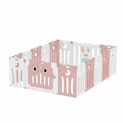 Fun Time Baby Gate - Size 63cm H x 143cm W x 106cm D in Pink/White