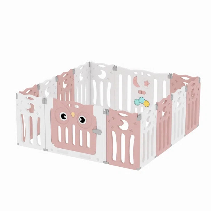 Fun Time Baby Gate - Size 63cm H x 143cm W x 106cm D in Pink/White