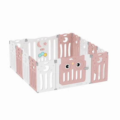 Fun Time Baby Gate - Size 63cm H x 143cm W x 106cm D in Pink/White