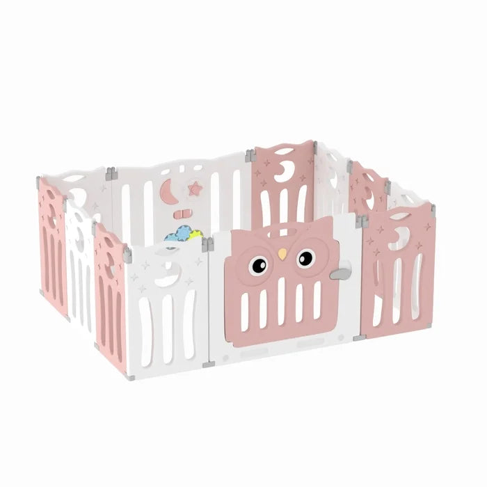 Fun Time Baby Gate - Size 63cm H x 143cm W x 106cm D in Pink/White