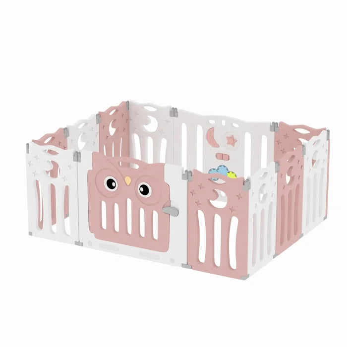 Fun Time Baby Gate - Size 63cm H x 143cm W x 106cm D in Pink/White