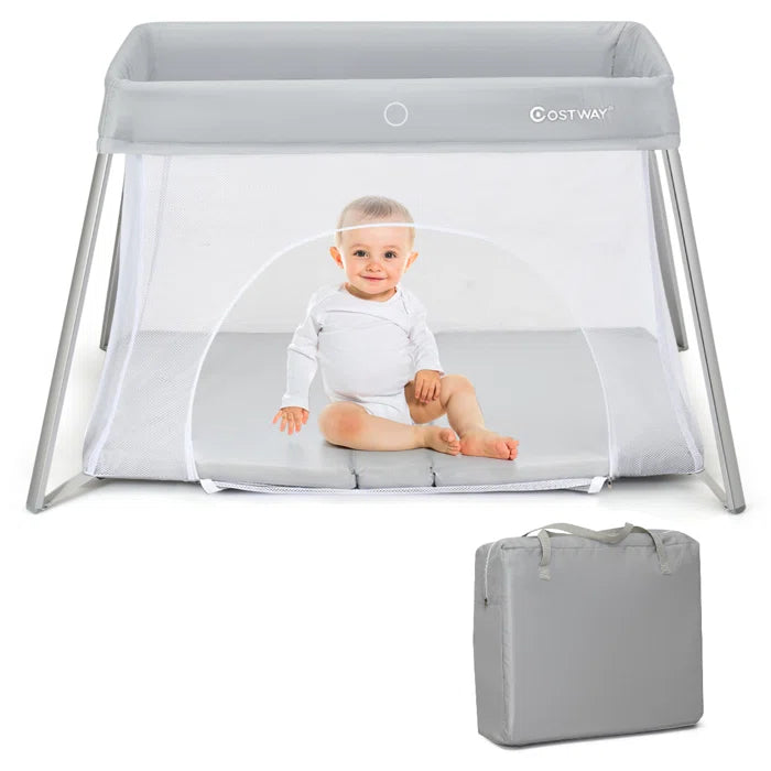 Stylish Grey Portable Baby Playpen