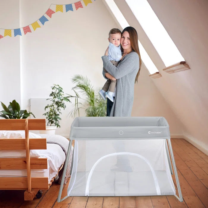 Stylish Grey Portable Baby Playpen