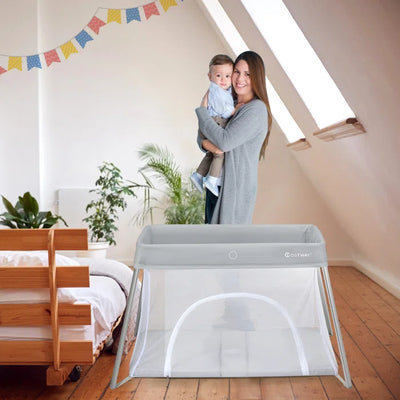 Stylish Grey Portable Baby Playpen