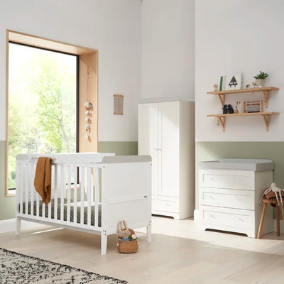 Stunning Look Rio Cot Bed 3-Piece Affordable Contemporary look  Nursery Furniture Set - Dove/Grey Oak, White, White/Dove Grey