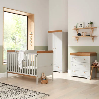 Stunning Look Rio Cot Bed 3-Piece Affordable Contemporary look  Nursery Furniture Set - Dove/Grey Oak, White, White/Dove Grey