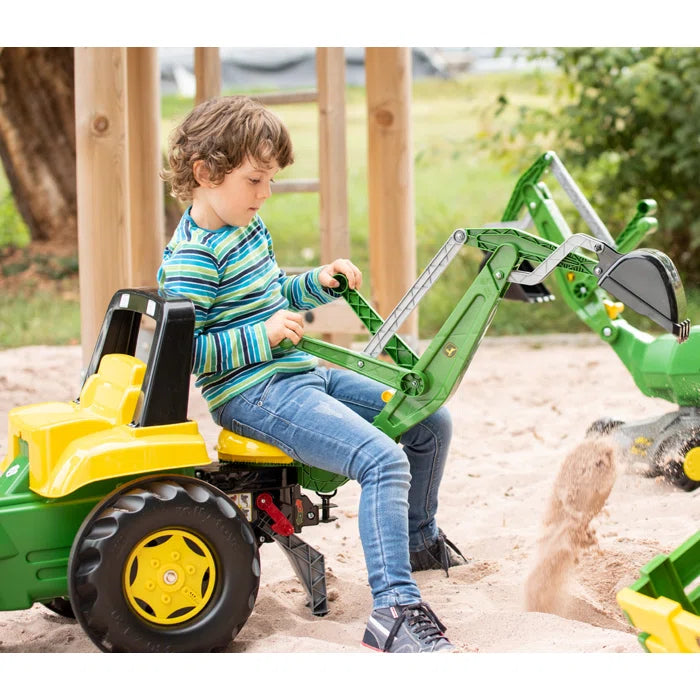 Outdoor Toys John Deere Tractor with Frontloader & Rear Excavator