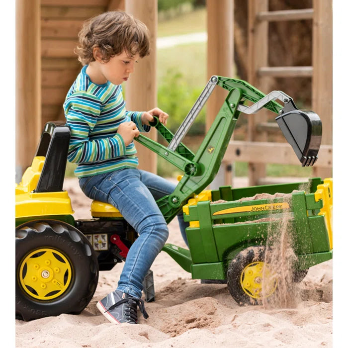 Outdoor Toys John Deere Tractor with Frontloader & Rear Excavator