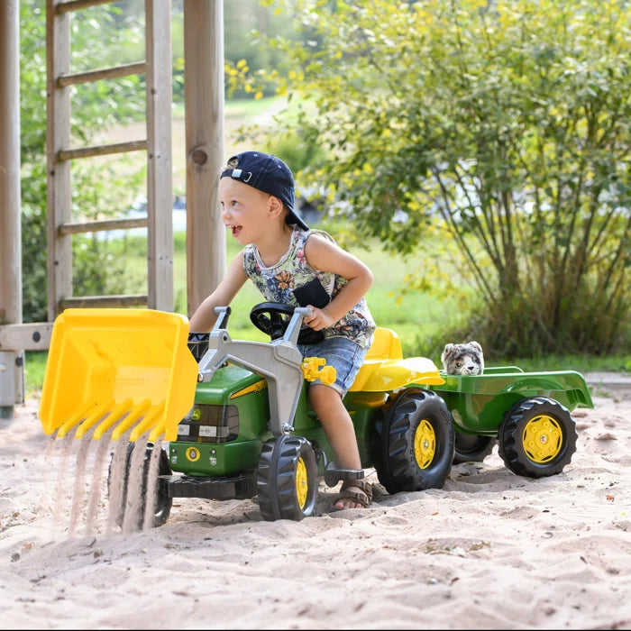 Outside Fun Toys Kid John Deere Tractor & Frontloader & Trailer