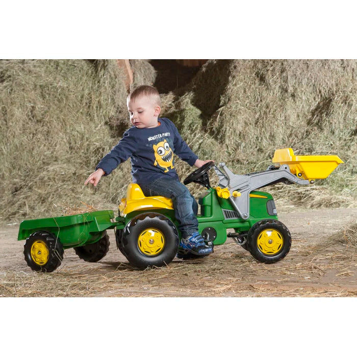 Outside Fun Toys Kid John Deere Tractor & Frontloader & Trailer