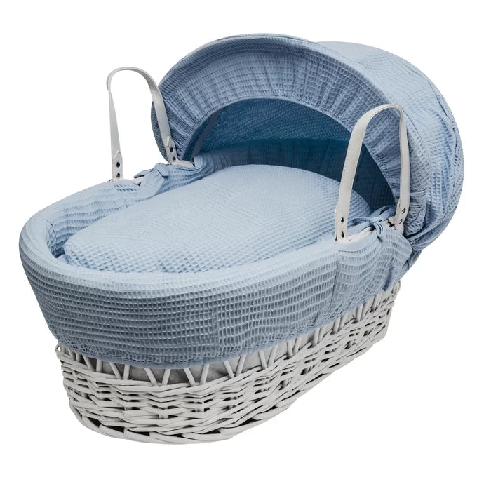 Baby Romero Moses Basket with Bedding - White, Blue, Pink