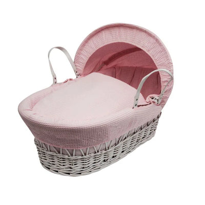 Baby Romero Moses Basket with Bedding - White, Blue, Pink