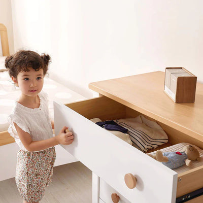 Nursery 3 Drawer Chest with Changing Tray Bundle - Barley White and Almond