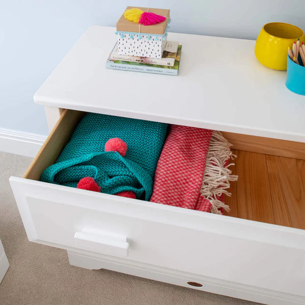 Nursery 3 Drawer Dresser and Arched Changing Station - Almond, Barley White, White