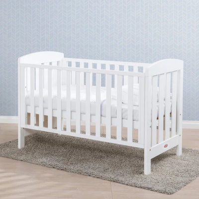 Baby Alice Modern Style Cot Bed - Barley White, Pebble.