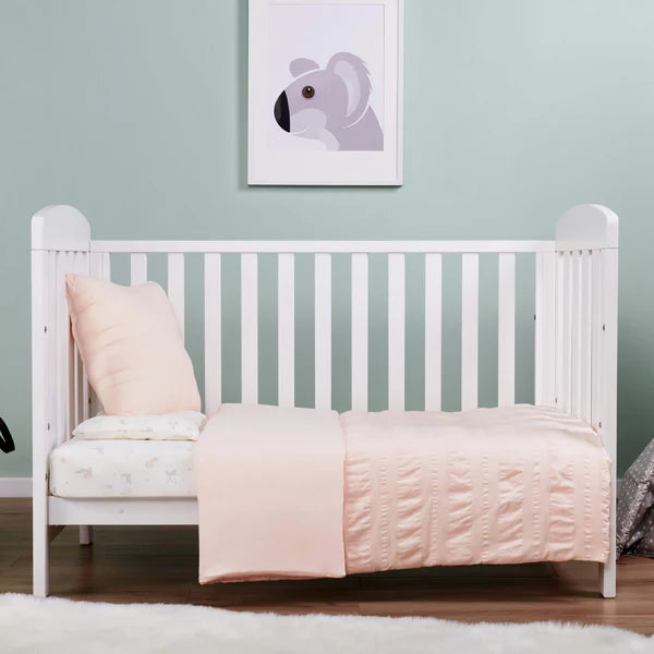 Baby Alice Modern Style Cot Bed - Barley White, Pebble.