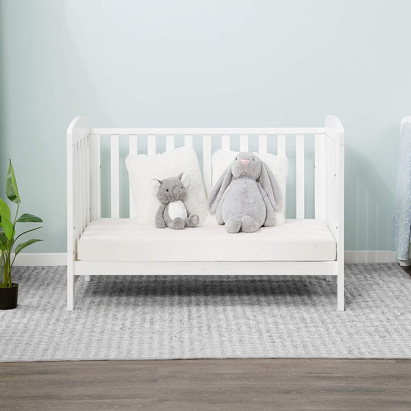 Baby Alice Cot Bed with Mattress Bundle - Barley White