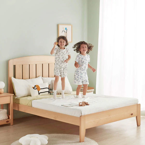 KIDS deluxe Alice Modern Style Double Bed - Almond, Pebble