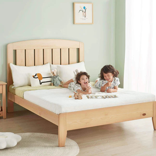 KIDS deluxe Alice Modern Style Double Bed - Almond, Pebble