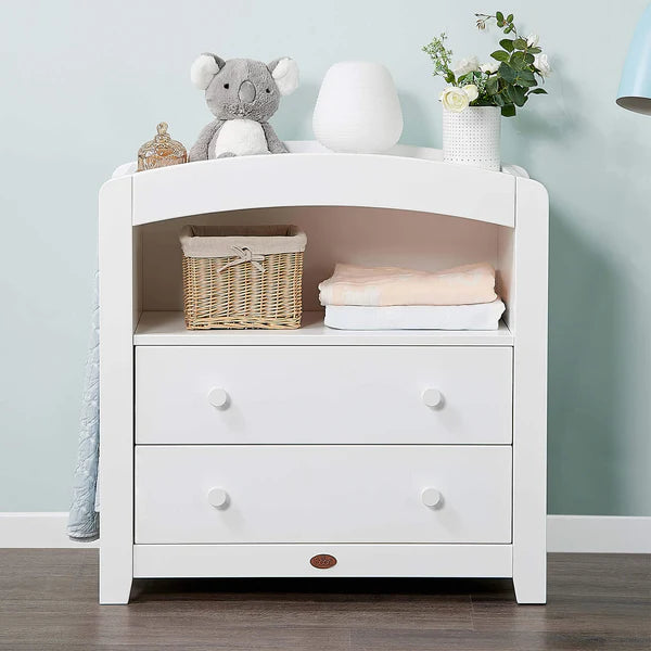 Change Table Curved 2 Drawer Chest - Barley White, Pebble