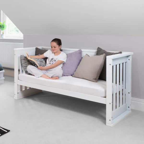 Modern Barley White Baby Cot - Convertible Plus Nursery Furniture Set