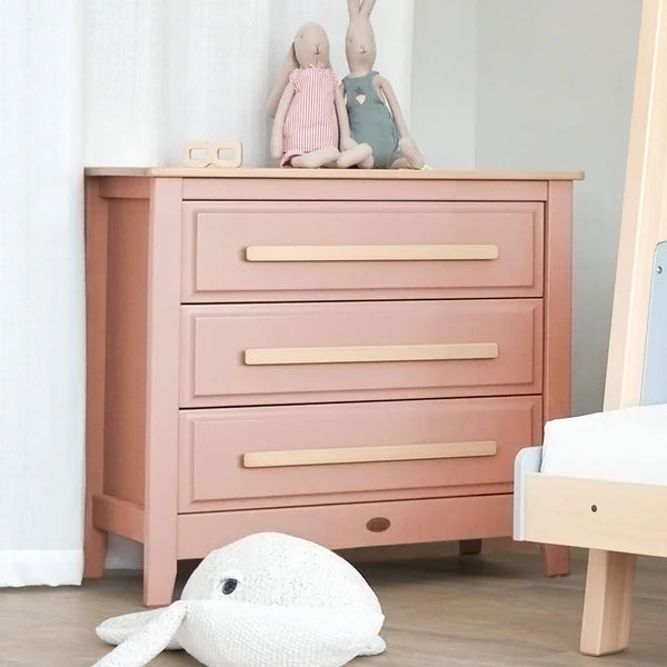 Stylish 3 Drawer Chest Smart Assembly - Barley White and Almond, Almond, Blueberry and Almond