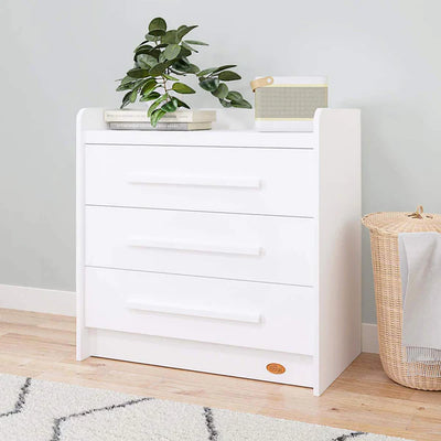 Stylish Contemporary Design Neat 3 Drawer Chest - Barley White, Barley White and Oak