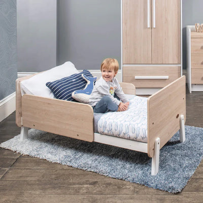 Stylish Boori Natty Cot Bed with Mattress Bundle - Barley White and Oak