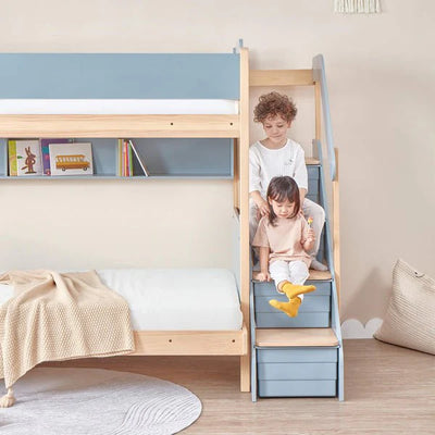 Kids Deluxe Bedtime Maxi Bunk Bed with Storage Staircase Available in 4 color combinations