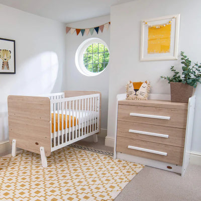 Contemporary Baby Nursery Furniture Set Barley White and Oak