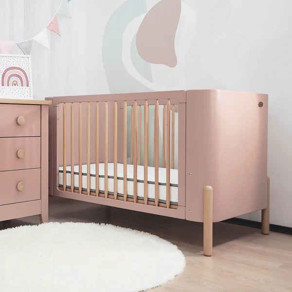 Contemporary Style Baby Cot Bed -  Barley White and Beech, Blueberry and Beech,Cherry and Beech