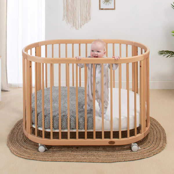 Contemporary Oasis Modern Style Oval Cot -  Beech, Barley White