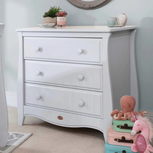 Stylish Boori Sleigh 3 Drawer Chest (Smart Assembly) - Barley White,  Coffee,Pebble