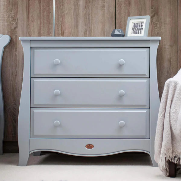 Modern Kids Furniture Sleigh 3 Drawer Chest with Changing Tray Bundle - Barley White or Pebble