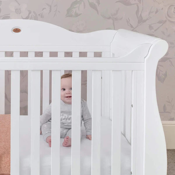 Royal Sleigh Cot Bed with Mattress Bundle - Barley White