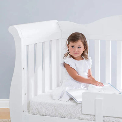 Royal Sleigh Cot Bed with Mattress Bundle - Barley White