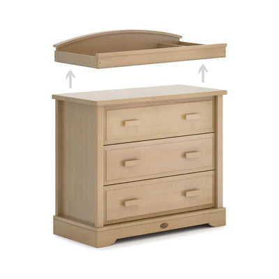 Nursery 3 Drawer Dresser and Arched Changing Station - Almond, Barley White, White