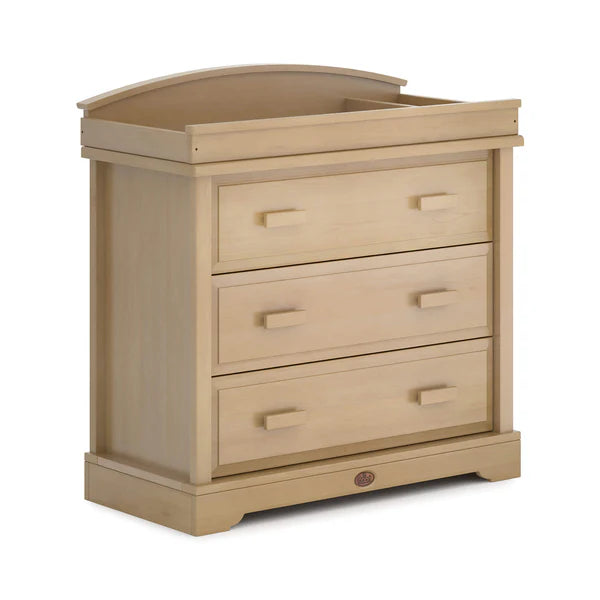 Nursery 3 Drawer Dresser and Arched Changing Station - Almond, Barley White, White