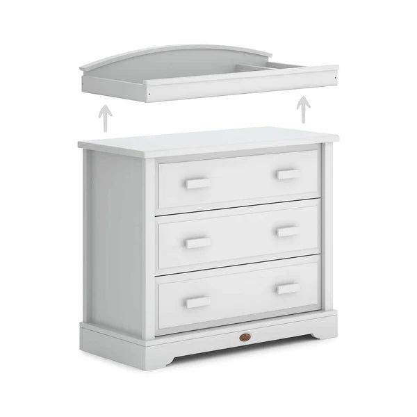 Nursery 3 Drawer Dresser and Arched Changing Station - Almond, Barley White, White