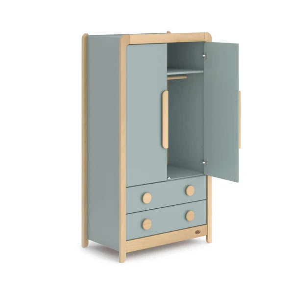 Contemporary Kids Modern Style Wardrobe - Blueberry and Beech,  Cherry and Beech,Barley White and Beech