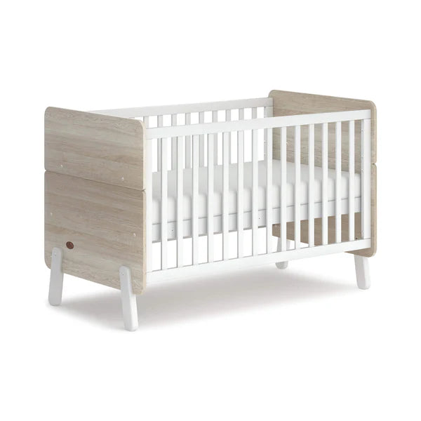 Stylish Boori Natty Cot Bed with Mattress Bundle - Barley White and Oak