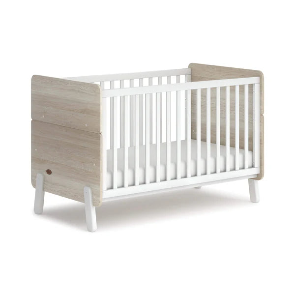 Modern Style Baby Cot Bed -  Barley White and Oak