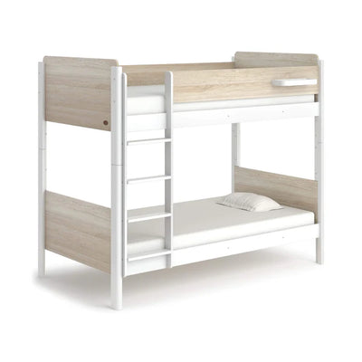 Contemporary Kids King Single Bunk Bed - Barley White and Oak, Barley White