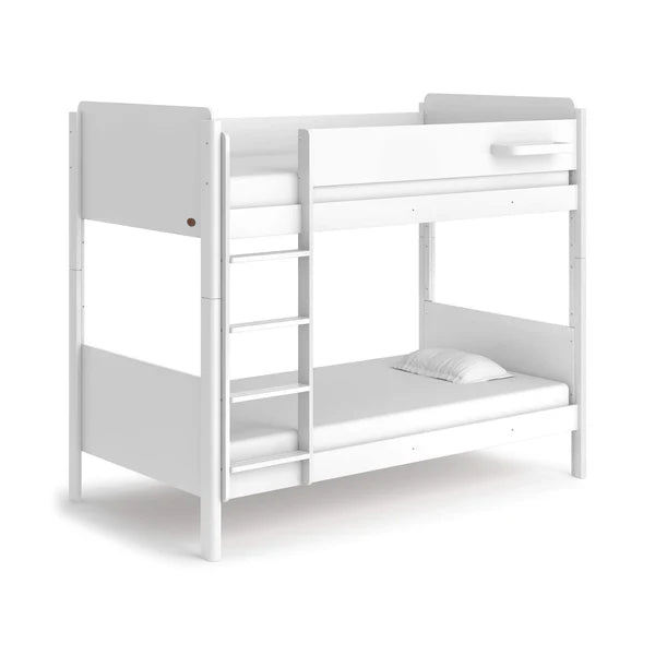 Contemporary Kids King Single Bunk Bed - Barley White and Oak, Barley White