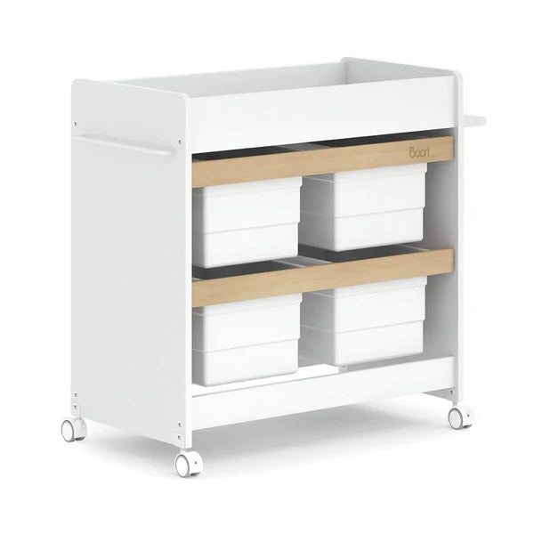 Modern Change Table Natty Storage Changer - Barley White and Almond