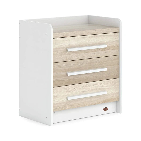 Stylish Contemporary Design Neat 3 Drawer Chest - Barley White, Barley White and Oak