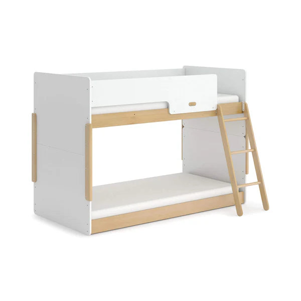 Kids Modern Single Bunk Bed - Barley White and Almond, Blueberry and Almond,Cherry and Almond