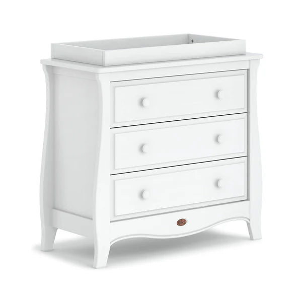 Modern Kids Furniture Sleigh 3 Drawer Chest with Changing Tray Bundle - Barley White or Pebble