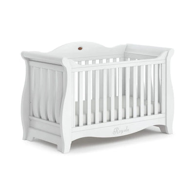 Royal Sleigh Cot Bed with Mattress Bundle - Barley White