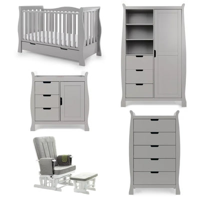 Ultimate Design Stamford Luxe Cot Bed Modern Nursery Furniture Set-  Warm Grey (3-Piece, 5-Piece)